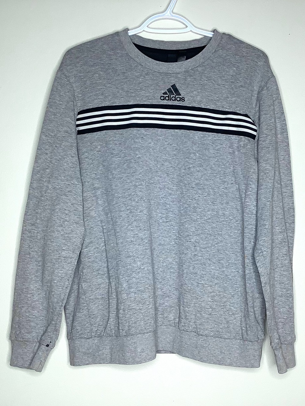 < Adidas Heather Grey Logo Crewneck Sweatshirt Size Large >